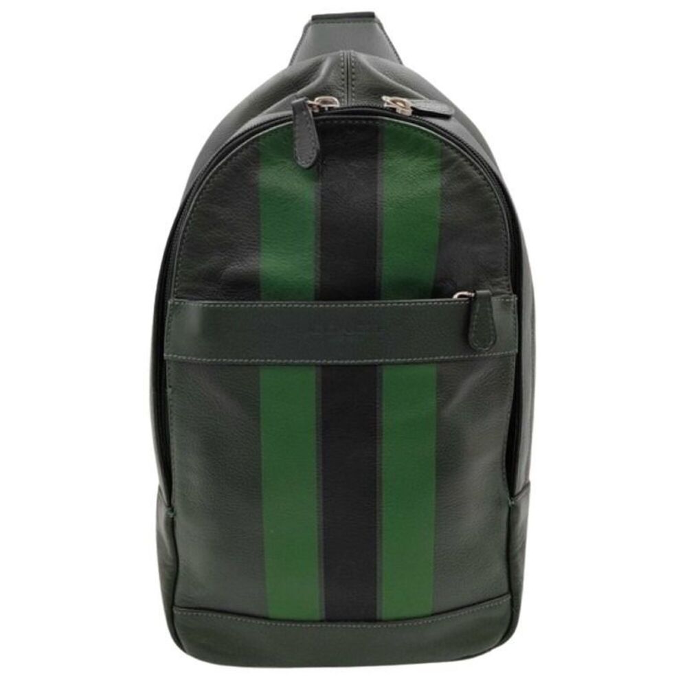 COACH Charles Varsity Body Bag F72226 Black Green Leather Men's Shoulder